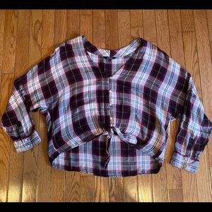 Express Button Down/Tie Front Flannel Sz S